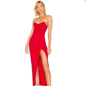 NWT RYLEIGH STRAPLESS MAXI DRESS IN RED